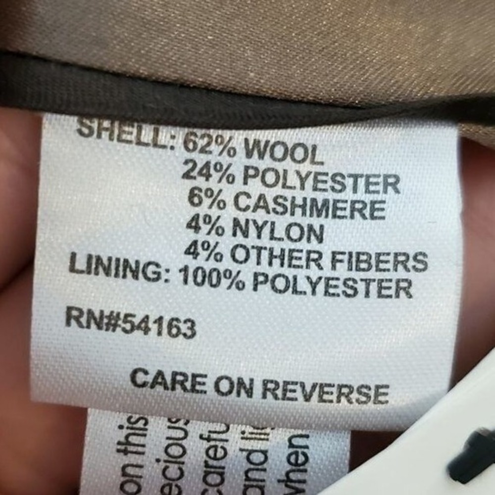 Calvin‎ Klein Womens XL Taupe Wool Blend Cashmere Blend Peacoat Jacket Coat New - Picture 10 of 11